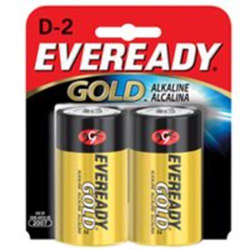 Eveready A95BP-2 Gold Alkaline Battery, D, 1.5 Volt