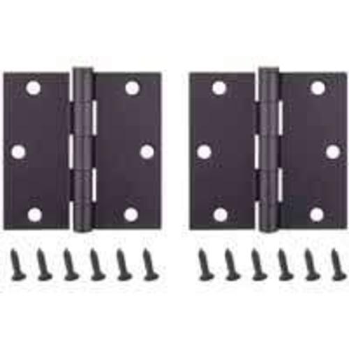 Mintcraft BH-202ORB3L Square Corner Door Hinges, 3.5" x 3.5", Oil Rub Bronze