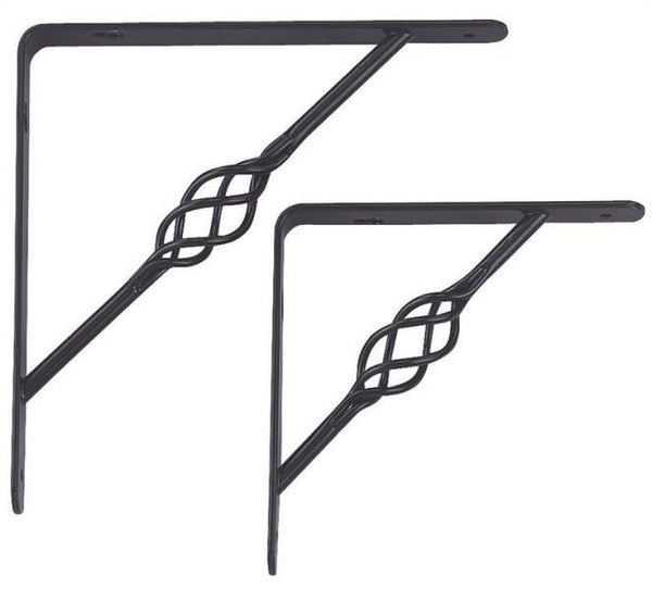 ProSource SB-017PS Decorative Shelf Bracket, Black, 8 Inch x 8 Inch