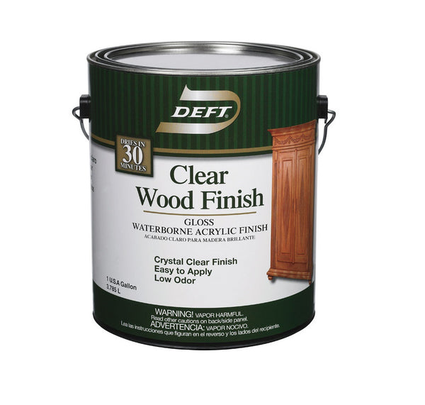 Deft® DFT107/01 Clear Wood Finish Interior Waterborne Acrylic, 1 Gallon, Gloss