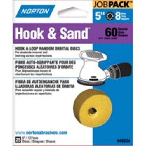 Norton 07660749224 Hook & Loop Sanding Disc, 5" X 8 Hole
