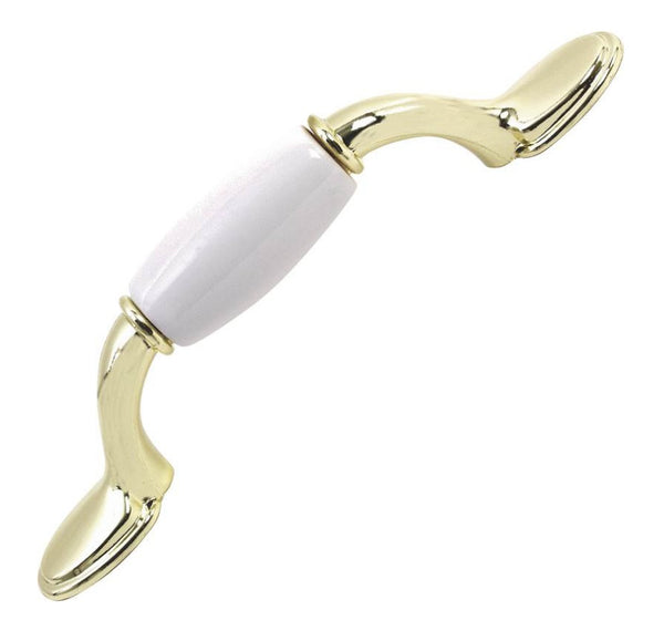 Mintcraft C202CPB Spoon Foot Cabinet Handle Pull Polished Brass With Ceramic
