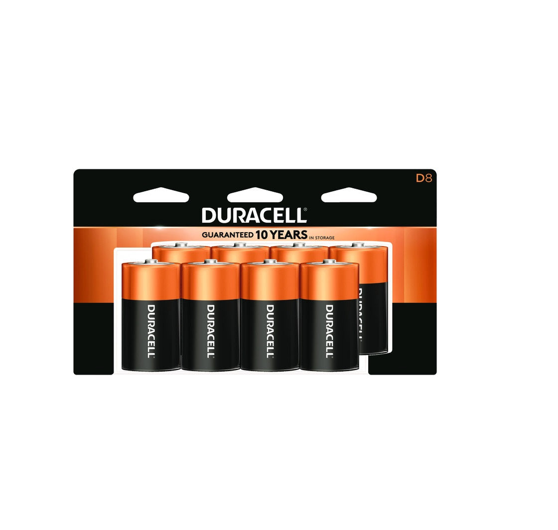 Duracell® MN13R8DWZ17 Alkaline D Battery, 1.5 Volt, 8-Pack