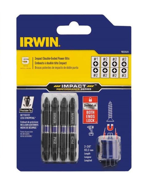 Irwin 1903520 Double-Ended Bit Set With Magnetic Screw-Hold Attachment Set, 5 Piece