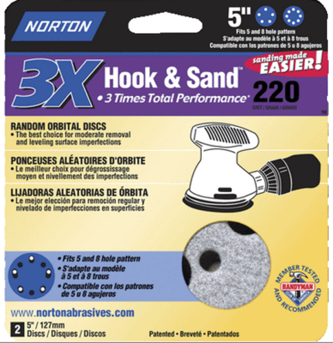 Norton 03234 Hook and Loop Sanding Disc, 40 Grit, 5"