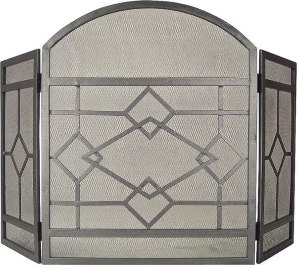 Simple Spaces CPO61153NN Solid Steel 3-Panel Fireplace Screen, Natural, 32"x51.5"