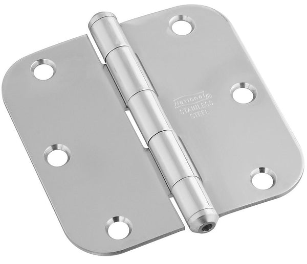National Hardware N225-961 Full Mortise Round Corner Door Hinge, 3-1/2", Stainless Steel