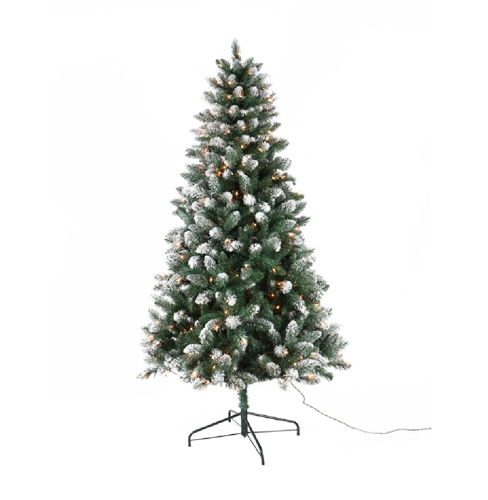 Santas Forest 50766 Prelit Spruce Frost Artificial Christmas Tree, 6.5 Feet