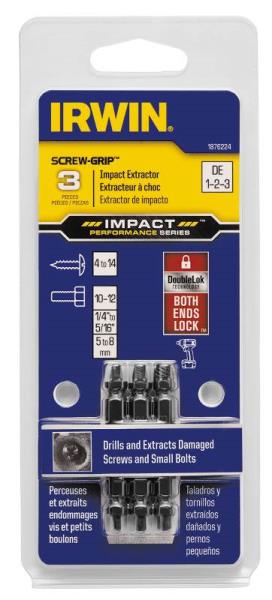 Irwin 1876224 3-Piece Impact Screw-Grip Double-Ended Screw Extractor Set
