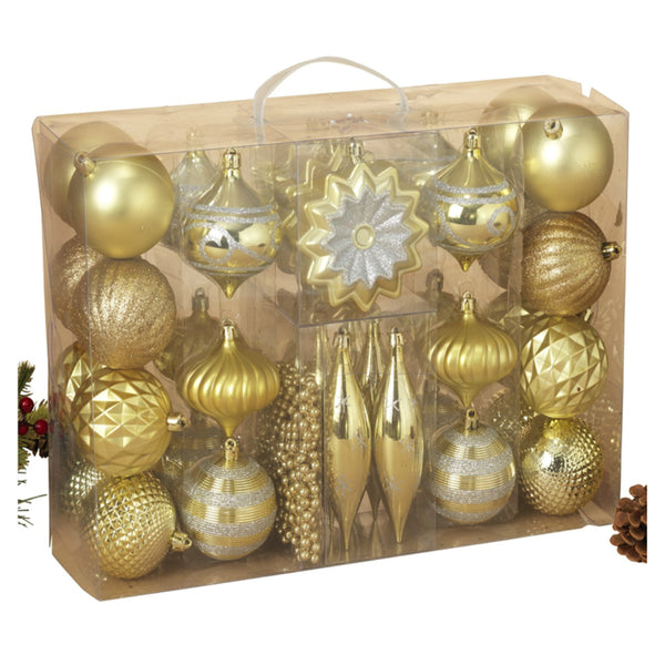 Worldwide Sourcing 2443140 Shatterproof Christmas Tree Ball Ornaments, Gold