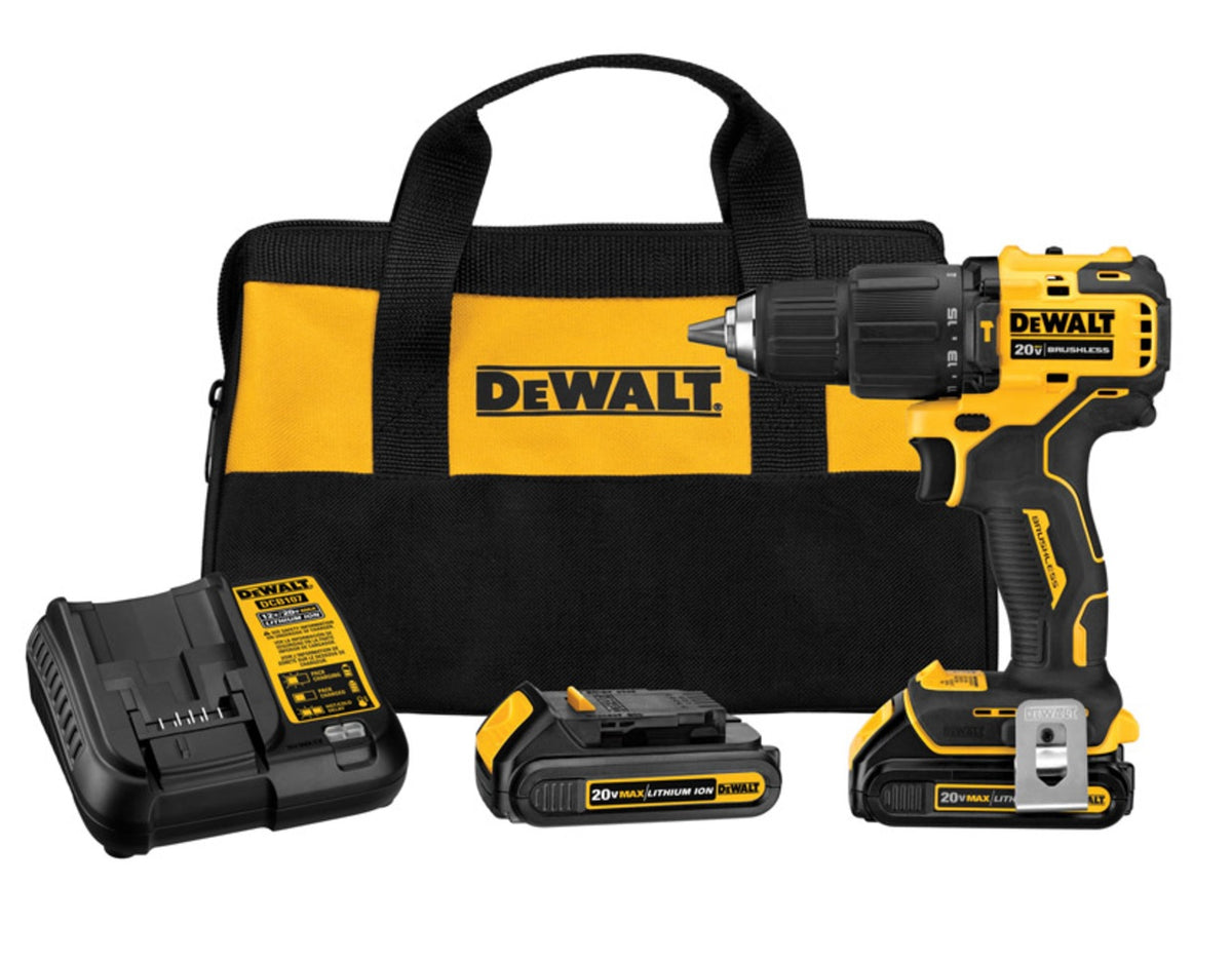 DeWalt DCD709C2 Atomic Brushless Cordless Compact Hammer Drill/Driver Kit, 20 Volt