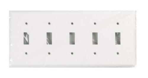 Cooper Wiring 2155W-BOX 5-Toggle Standard-Size Thermoset Wallplate, White