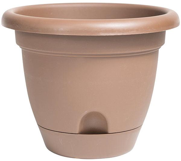 Bloem LP1045 Lucca Planter with Attached Tray, Chocolate, 10"