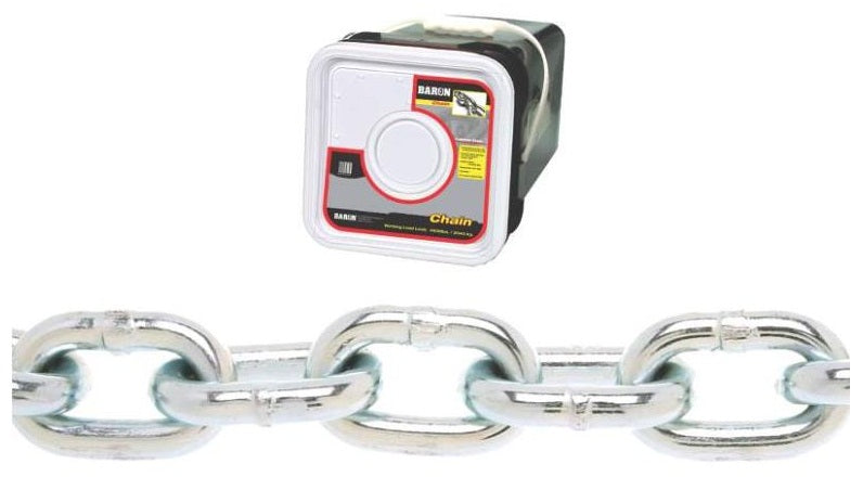 Baron PC3014SP Proof Coil Chain, 1/4" x 100&#039;, Grade 30, Zinc Plated