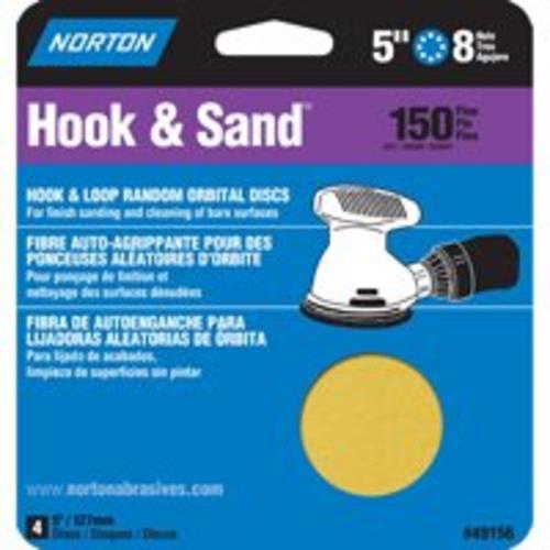 Norton 07660749156 Hook & Loop Sanding Disc, 5" X 8 Hole
