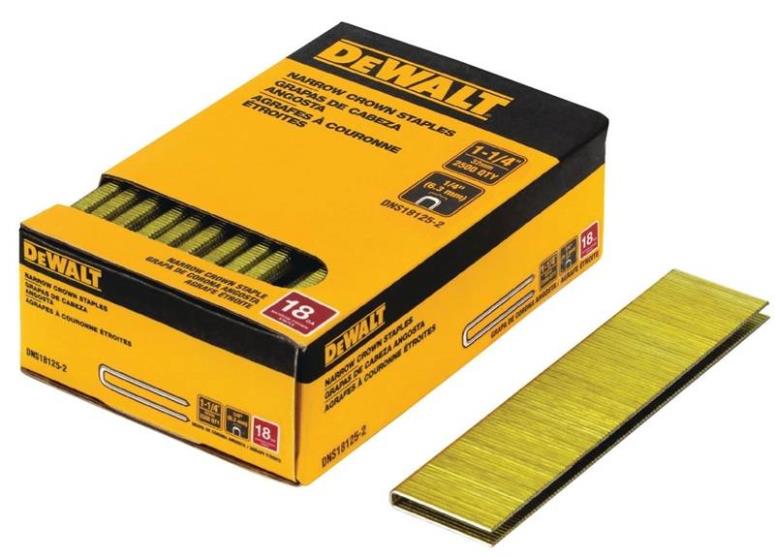 DeWalt DNS18125-2 18-Gauge Narrow Crown Finish Staples, 1/4" x 1-1/4"