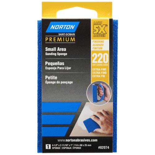 Norton 5X Small Area Sanding Sponge 4.5x2.7x1" Extra Fine, 220 Grit