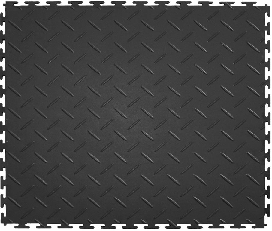 ITtile TDP450DG45 Diamond Plate PVC Interlocking Tiles, Dark Gray, 20.5"x20.5"x5