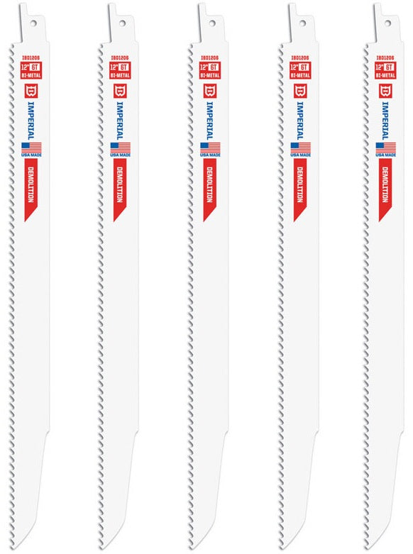 Imperial Blades IBD1206-5 Reciprocating Saw Blades, 12"