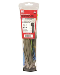 Gardner Bender 10095L Cable Tie Assortment, Nylon, Yellow, Blue, Gray, 4" L, 8" L