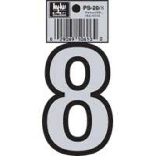 Hy-Ko PS-20/8 Reflective Vinyl House Number #8, 3-1/4"