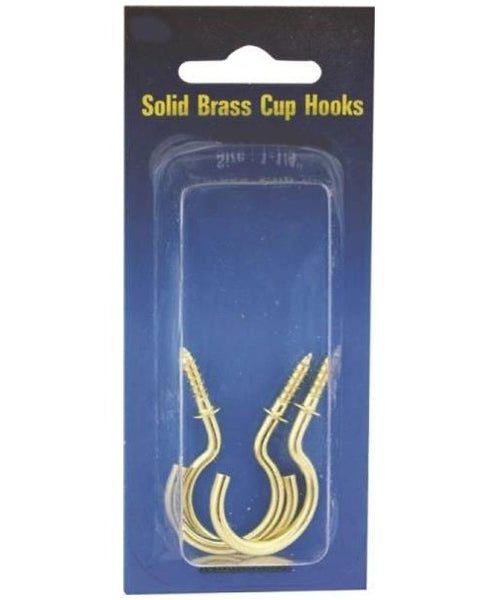 ProSource PH-122314-PS Cup Hook, Brass Plated