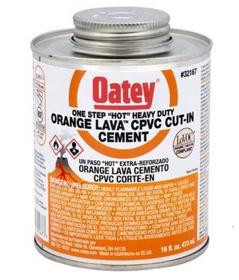 Oatey 32167 CPVC Orange Lava Heavy Duty Cement, 16 Oz