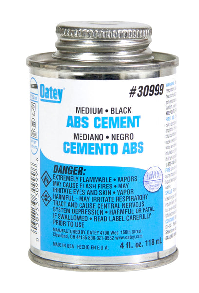 Oatey 30999 ABS Medium Solvent Cement, 4 Oz, Black