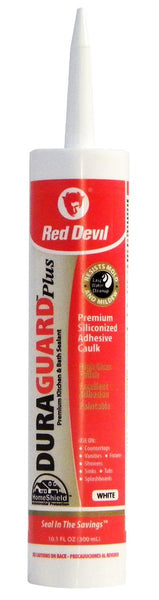 Red Devil 0750 Duraguard Plus Kitchen & Bath Adhesive Caulk, White, 10 Oz