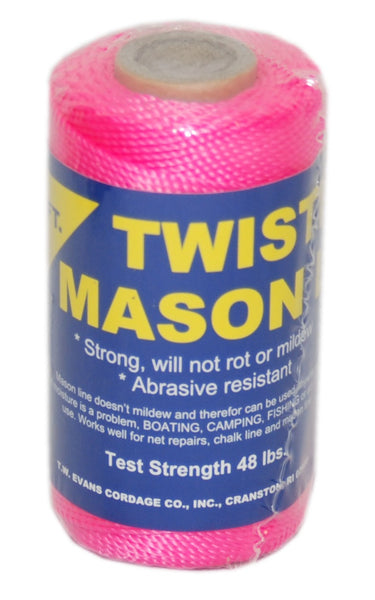 TW Evans Cordage 11-193 Nylon Mason Line Twist, #18 x 1088&#039;, Pink