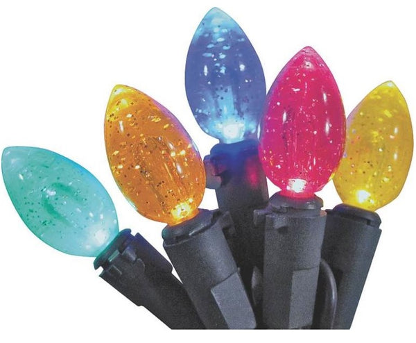 Santa&#039;s Forest 04580 C5 Lens Glitter Christmas Lights, 200 Lights, Multicolor