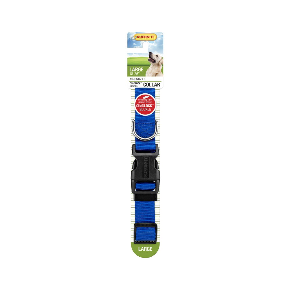 Westminster Pet 7N31043 Ruffin' It Adjustable Dog Collar, Nylon, Blue, 18 - 26"
