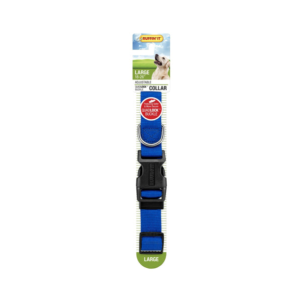 Westminster Pet 7N31043 Ruffin' It Adjustable Dog Collar, Nylon, Blue, 18 - 26"