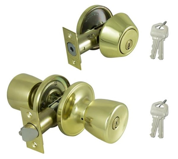 ProSource BS7B1-PS 6-Way Adjustable Entry Lockset, Polished Brass