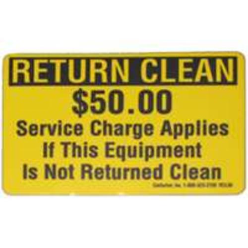 Centurion RCL50 Decals Return Clean, 2" x 3", Pack/25