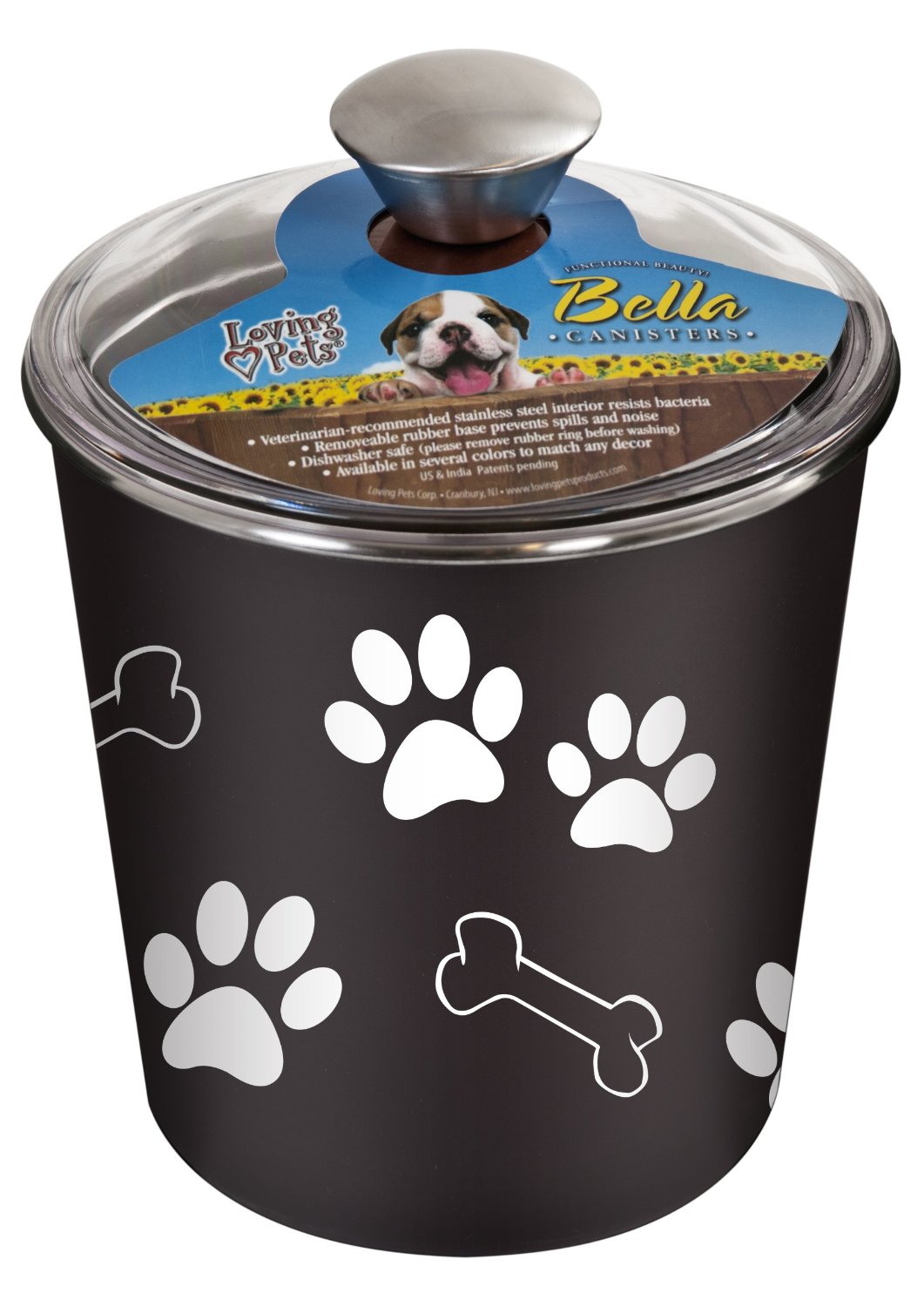 Loving Pets 7481 Bella Dog Bowl Canister, Espresso