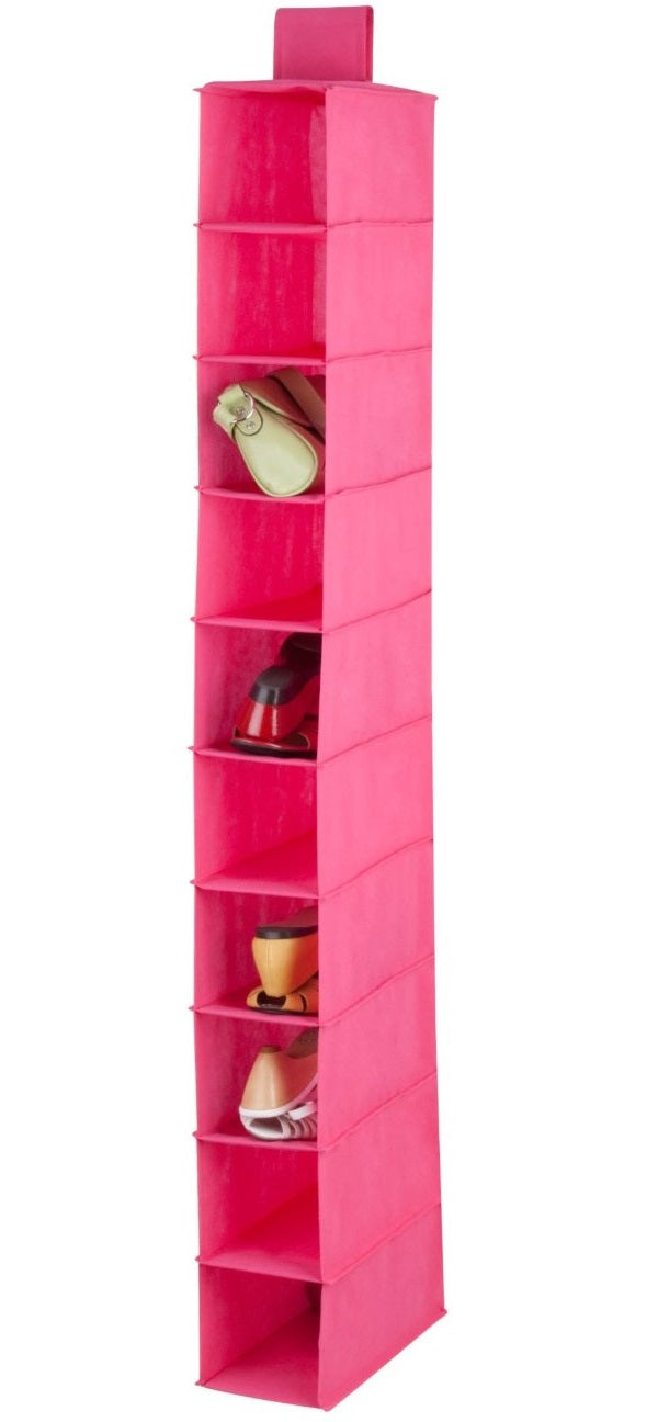 Honey-Can-Do SFT-03060 10-Shelf Hanging Closet Organizer, 54", Pink