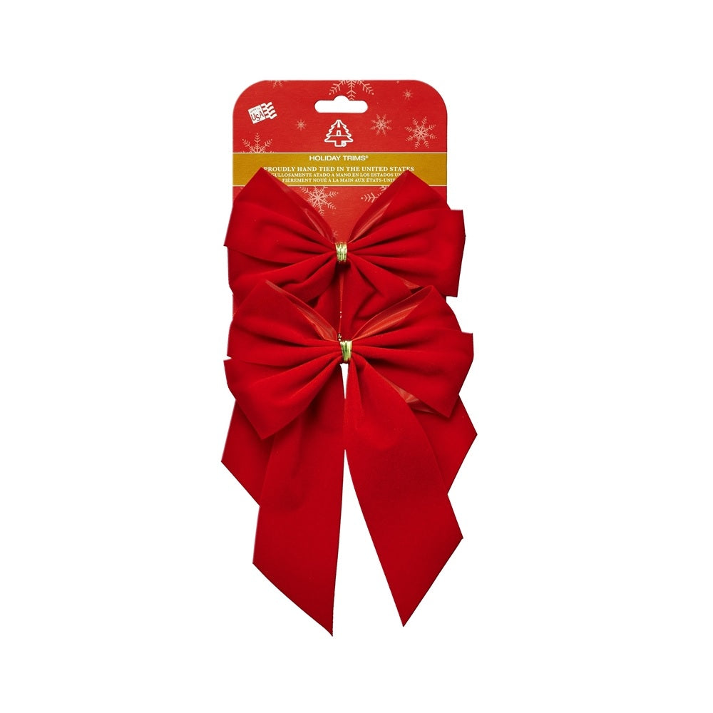 Holiday Trims 7320 4 Loop Christmas Velvet Bows, Red