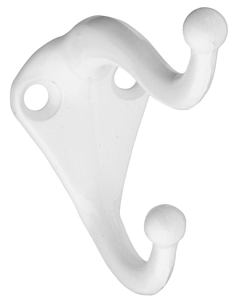 National Hardware N327-593 Coat and Hat Hook, White, 2-3/4" L x 1.07" W x 2.35" H