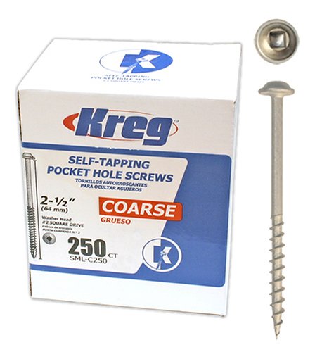 Kreg SML-C250-250  Pocket Hole Screws With Washer-Head, #8 2-1/2", Count 250