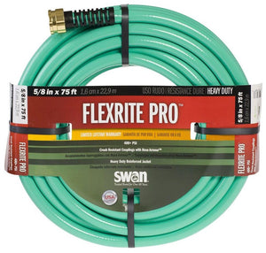 Swan FXP58075 FlexRITE Pro Heavy Duty Water Hose, 5/8" Dia x 75' L