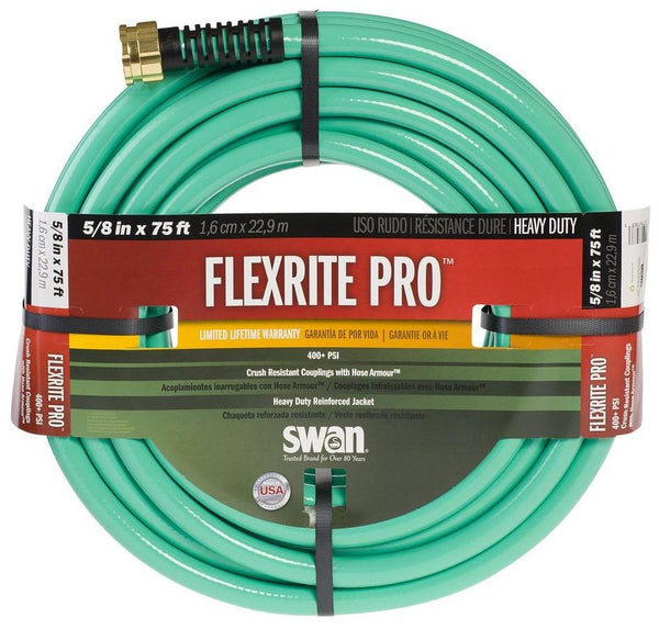 Swan FXP58075 FlexRITE Pro Heavy Duty Water Hose, 5/8" Dia x 75&#039; L