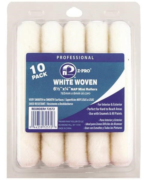 Premier Paint Roller 72572 Z-Pro Woven Mini Roller, White