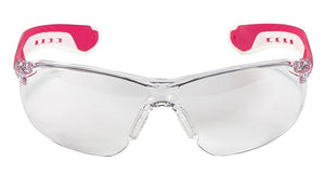 3M 47014-WV6 Multi-Purpose Flat Temple Safety Glasses, Clear Lens, White/Pink