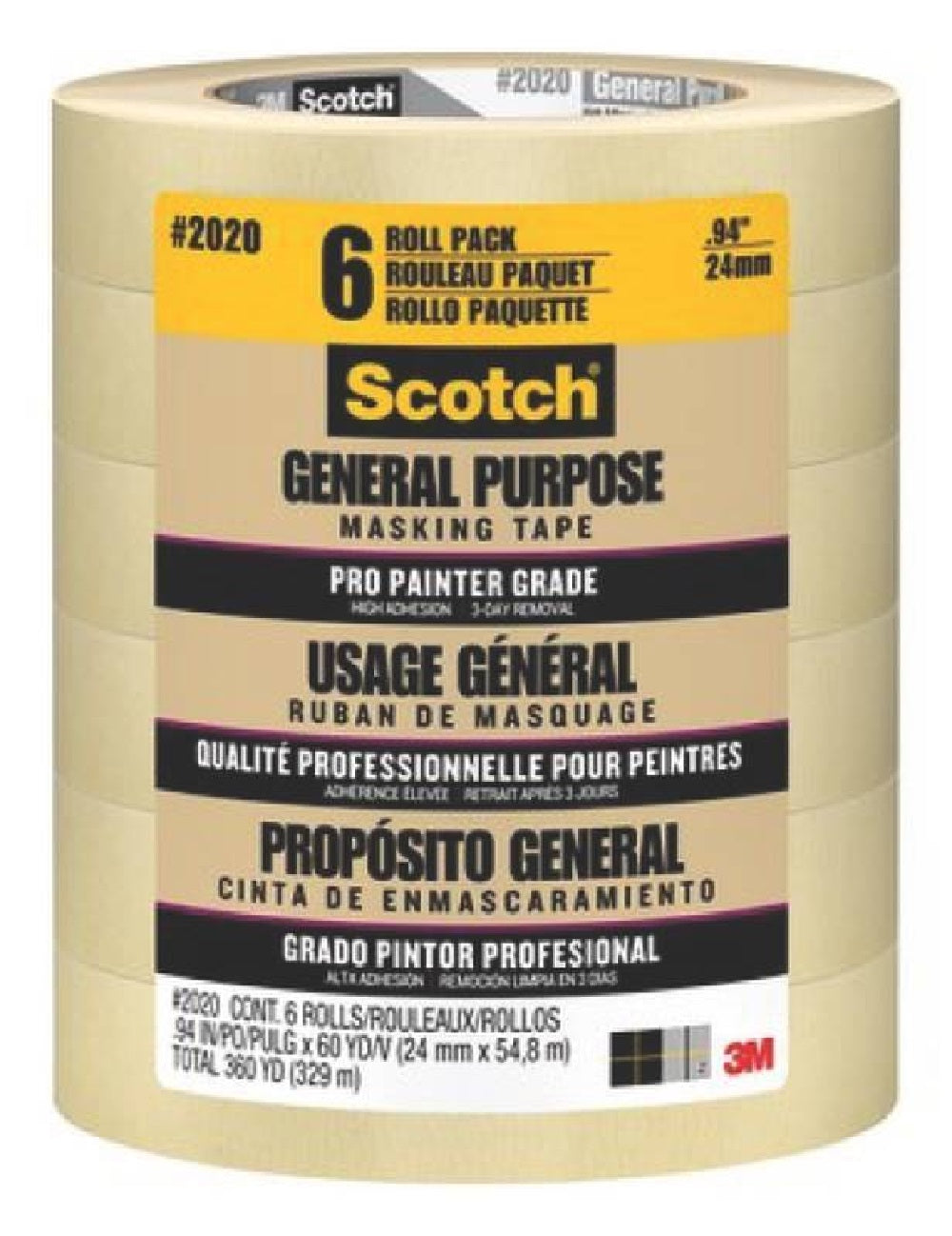 Scotch 2020-24ECP Masking Tape, 24mm X 54.8mm