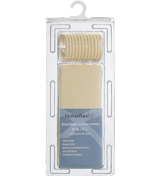 Simple Spaces SD-626BG-3L Vinyl Shower Curtain, 70" x 72", Beige