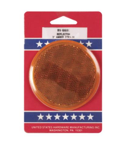 US Hardware RV-660C Round Reflector, 3" Amber