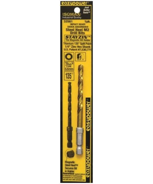 Eazypower 32561  Zinc Hex Shank  Drill Bits, 7/32" x 4.5", 1 Piece