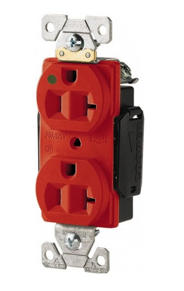 Cooper Wiring AH8300RD Hospital Duplex Receptacles, 20 Amp, Red