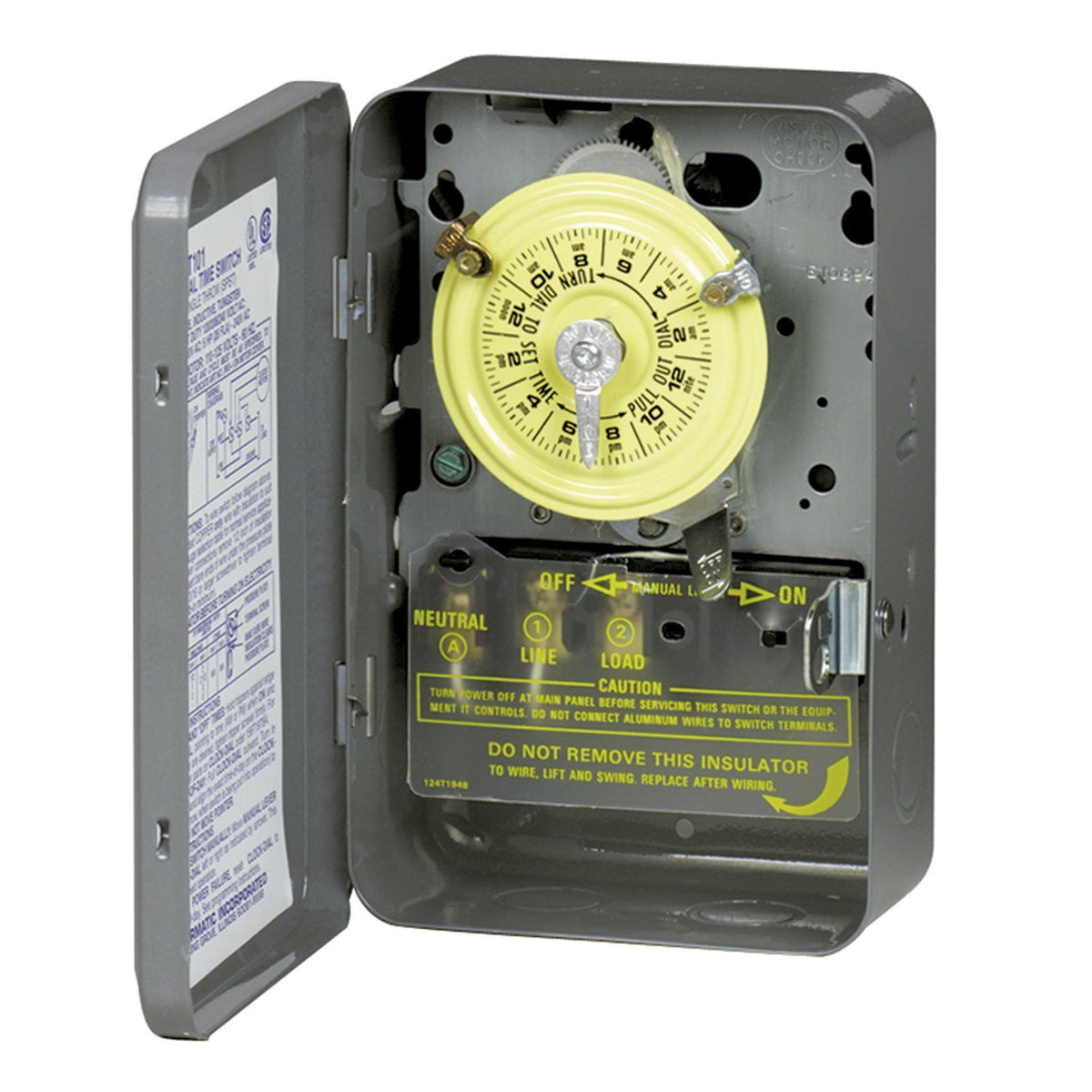 Intermatic T104 Mechanical Time Switch, 2 Poles, Gray